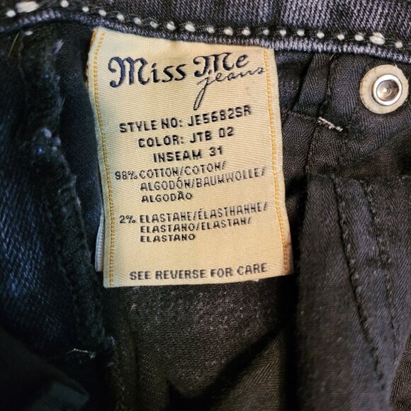 Miss Me Jeans Size 26 Low Rise Skinny Embellished Thick Stitch Western Black - Picture 5 of 11